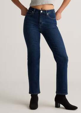 NWT Quince Bella Stretch Straight Jeans in Midnight Blue Size 10s / 30s